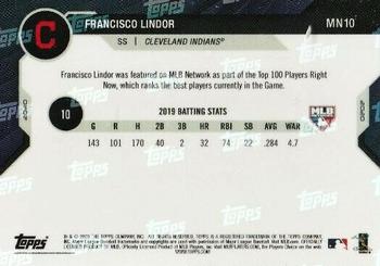 2020 Topps Now MLB Network's Top 100 #MN10 Francisco Lindor Back