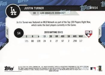 2020 Topps Now MLB Network's Top 100 #MN54 Justin Turner Back