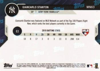 2020 Topps Now MLB Network's Top 100 #MN63 Giancarlo Stanton Back