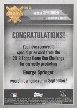 2019 Topps - Home Run Challenge Winners September #HRC-28 George Springer Back