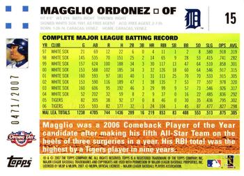 2007 Topps Opening Day - Gold #15 Magglio Ordonez Back