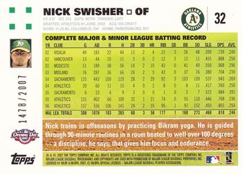2007 Topps Opening Day - Gold #32 Nick Swisher Back