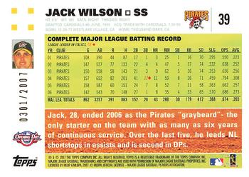 2007 Topps Opening Day - Gold #39 Jack Wilson Back