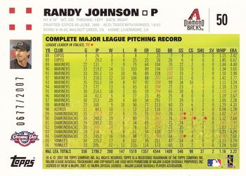2007 Topps Opening Day - Gold #50 Randy Johnson Back
