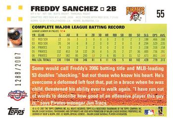 2007 Topps Opening Day - Gold #55 Freddy Sanchez Back