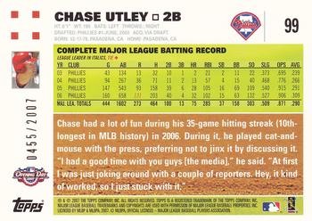 2007 Topps Opening Day - Gold #99 Chase Utley Back