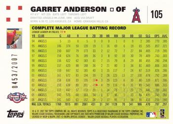 2007 Topps Opening Day - Gold #105 Garret Anderson Back
