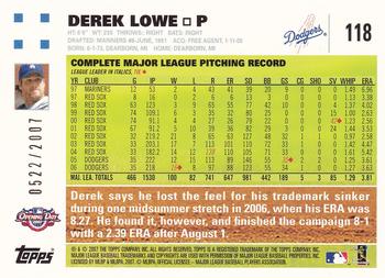 2007 Topps Opening Day - Gold #118 Derek Lowe Back