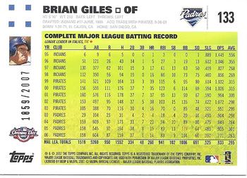 2007 Topps Opening Day - Gold #133 Brian Giles Back