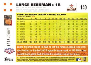 2007 Topps Opening Day - Gold #140 Lance Berkman Back