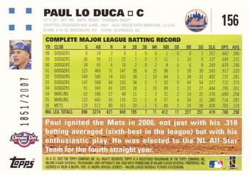 2007 Topps Opening Day - Gold #156 Paul Lo Duca Back