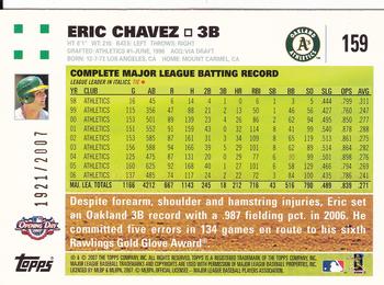 2007 Topps Opening Day - Gold #159 Eric Chavez Back