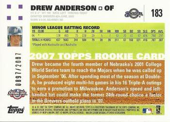 2007 Topps Opening Day - Gold #183 Drew Anderson Back