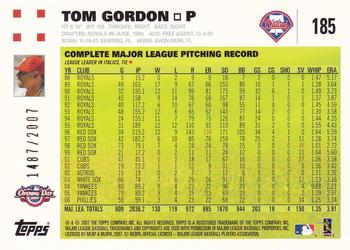 2007 Topps Opening Day - Gold #185 Tom Gordon Back