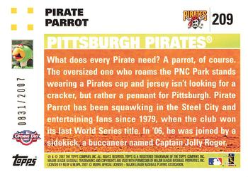 2007 Topps Opening Day - Gold #209 Pirate Parrot Back