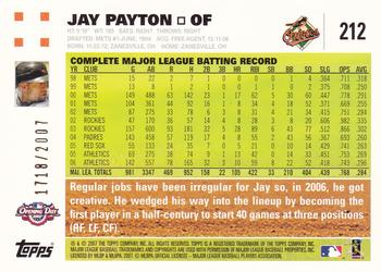 2007 Topps Opening Day - Gold #212 Jay Payton Back