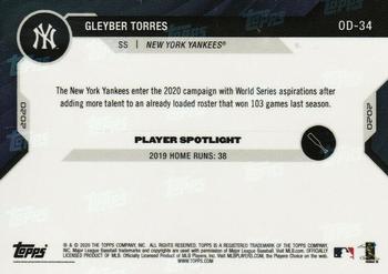 2020 Topps Now Road to Opening Day New York Yankees #OD-34 Gleyber Torres Back