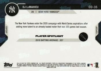 2020 Topps Now Road to Opening Day New York Yankees #OD-35 DJ LeMahieu Back