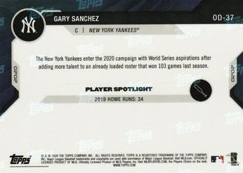 2020 Topps Now Road to Opening Day New York Yankees #OD-37 Gary Sanchez Back