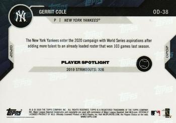 2020 Topps Now Road to Opening Day New York Yankees #OD-38 Gerrit Cole Back