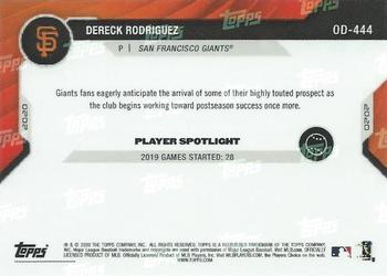 2020 Topps Now Road to Opening Day San Francisco Giants #OD-444 Dereck Rodriguez Back