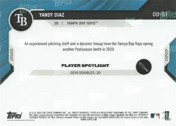 2020 Topps Now Road to Opening Day Tampa Bay Rays #OD-51 Yandy Diaz Back