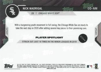 2020 Topps Now Road to Opening Day Chicago White Sox #OD-NM Nick Madrigal Back