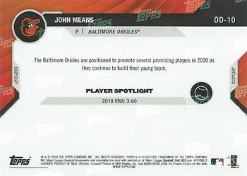 2020 Topps Now Road to Opening Day Baltimore Orioles #OD-10 John Means Back