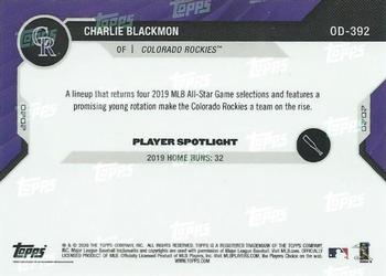 2020 Topps Now Road to Opening Day Colorado Rockies #OD-392 Charlie Blackmon Back