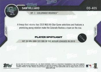 2020 Topps Now Road to Opening Day Colorado Rockies #OD-405 Sam Hilliard Back