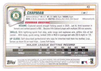 2020 Bowman Chrome #43 Matt Chapman Back