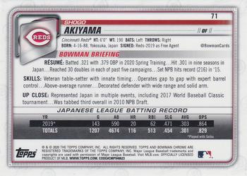2020 Bowman Chrome #71 Shogo Akiyama Back