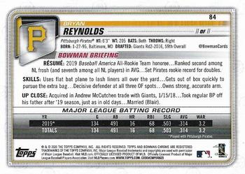 2020 Bowman Chrome #84 Bryan Reynolds Back