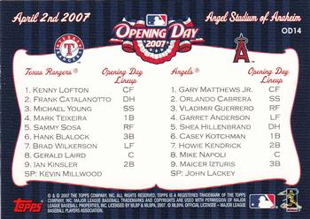 2007 Topps - Opening Day Team vs. Team #OD14 Texas Rangers / Los Angeles Angels Back