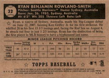 2007 Topps Rookie 1952 Edition - Black Back #32 Ryan Rowland-Smith Back
