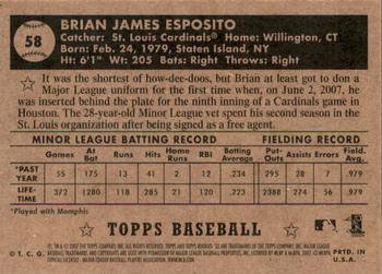 2007 Topps Rookie 1952 Edition - Black Back #58 Brian Esposito Back