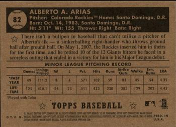 2007 Topps Rookie 1952 Edition - Black Back #82 Alberto Arias Back