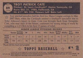 2007 Topps Rookie 1952 Edition - Black Back #89 Troy Cate Back
