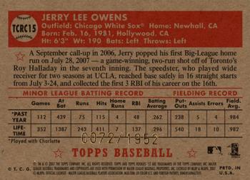 2007 Topps Rookie 1952 Edition - Chrome #TCRC15 Jerry Owens Back