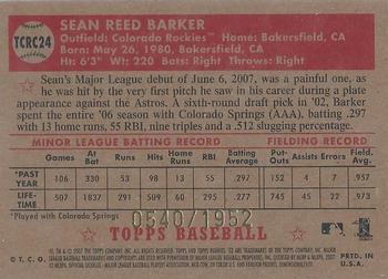 2007 Topps Rookie 1952 Edition - Chrome #TCRC24 Sean Barker Back