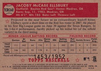 2007 Topps Rookie 1952 Edition - Chrome #TCRC60 Jacoby Ellsbury Back