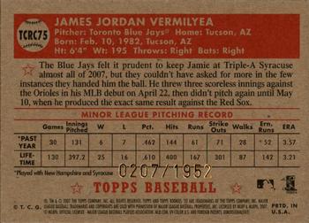 2007 Topps Rookie 1952 Edition - Chrome #TCRC75 Jamie Vermilyea Back