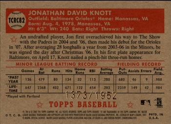 2007 Topps Rookie 1952 Edition - Chrome #TCRC82 Jon Knott Back