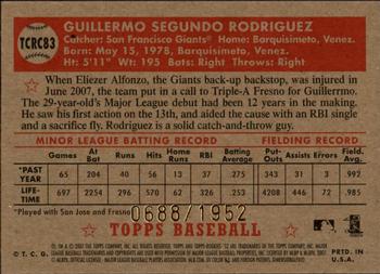 2007 Topps Rookie 1952 Edition - Chrome #TCRC83 Guillermo Rodriguez Back