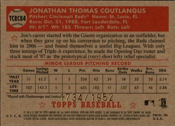 2007 Topps Rookie 1952 Edition - Chrome #TCRC84 Jon Coutlangus Back