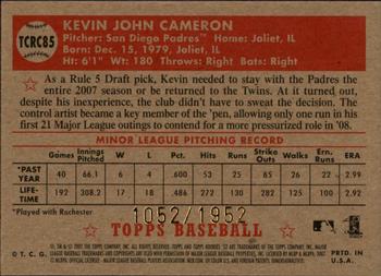 2007 Topps Rookie 1952 Edition - Chrome #TCRC85 Kevin Cameron Back