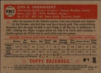 2007 Topps Rookie 1952 Edition - Chrome Refractors #TCRC3 Luis Hernandez Back