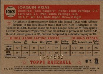 2007 Topps Rookie 1952 Edition - Chrome Refractors #TCRC5 Joaquin Arias Back