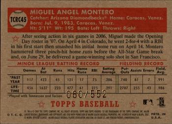 2007 Topps Rookie 1952 Edition - Chrome Refractors #TCRC45 Miguel Montero Back