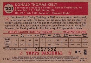 2007 Topps Rookie 1952 Edition - Chrome Refractors #TCRC54 Don Kelly Back